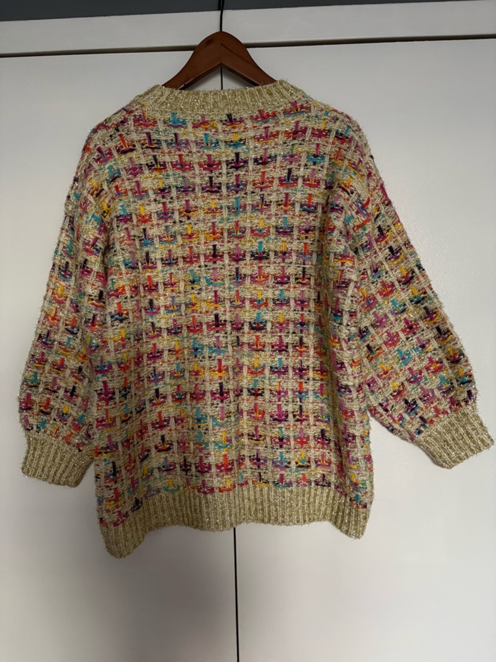 Stellah Multicolor Tweed Crewneck Sweater in Beige Base - Picture 9 of 10